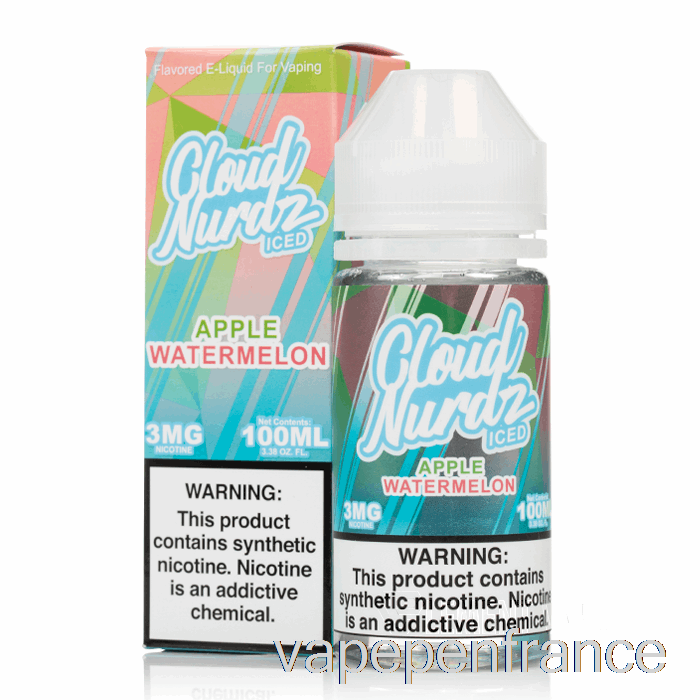 Pastèque Aux Pommes Glacées - Cloud Nurdz - Stylo Vape 100 Ml 0 Mg